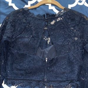 Juniors 2 Piece. Printed Lace Fit and Flare Dress